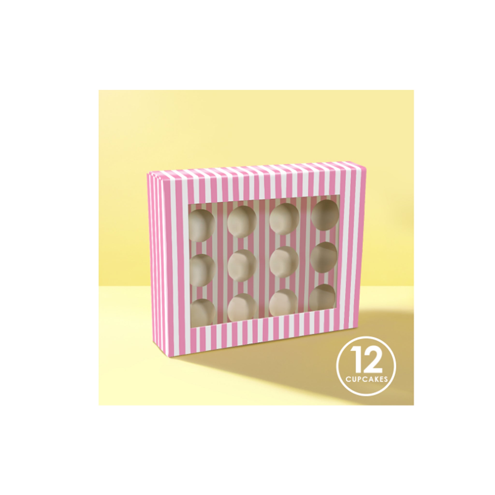Window 12 Muffin/cup cake Box [MUF12P]PINK&WHITE