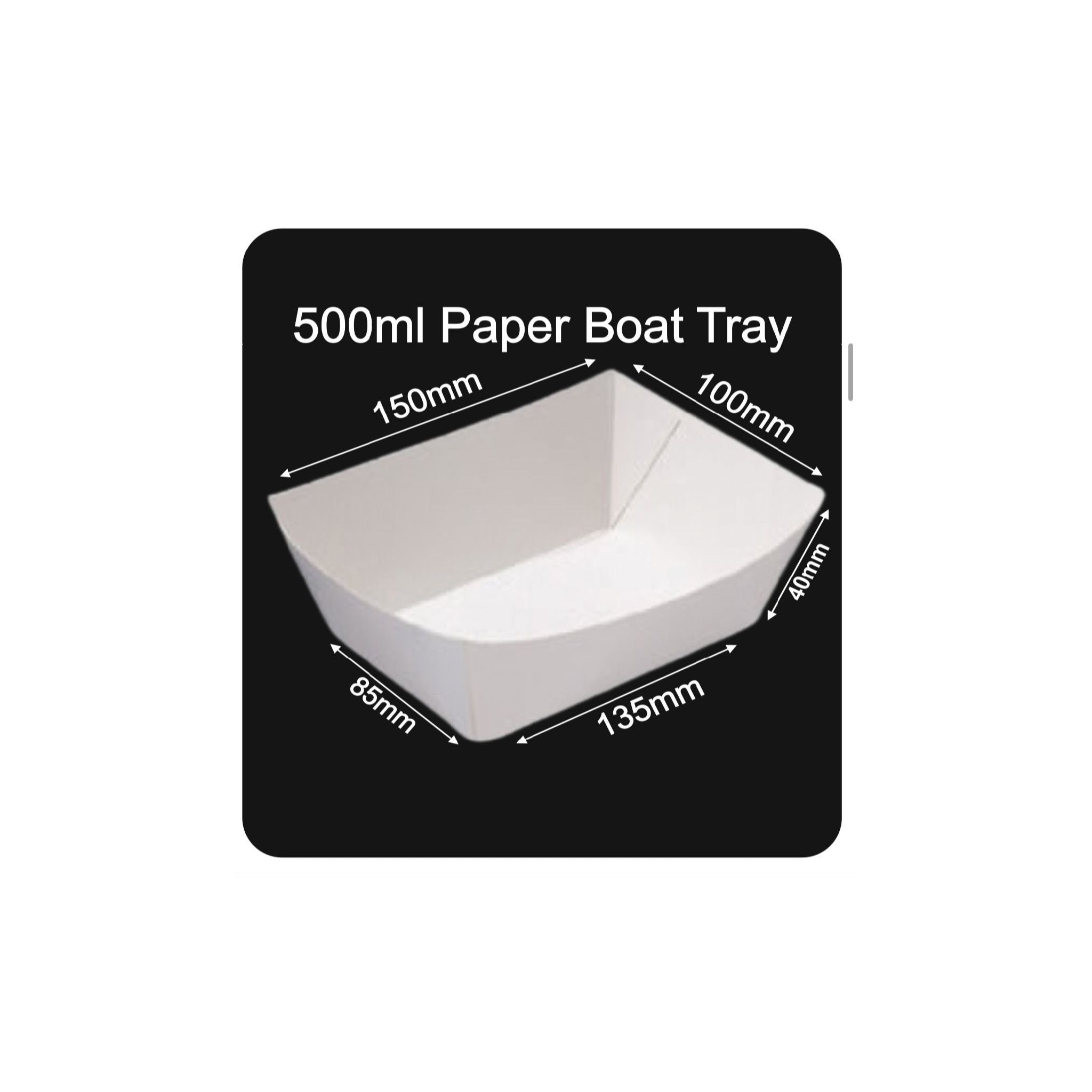 Boat Tray 500ml White Eco [50x10 pack]