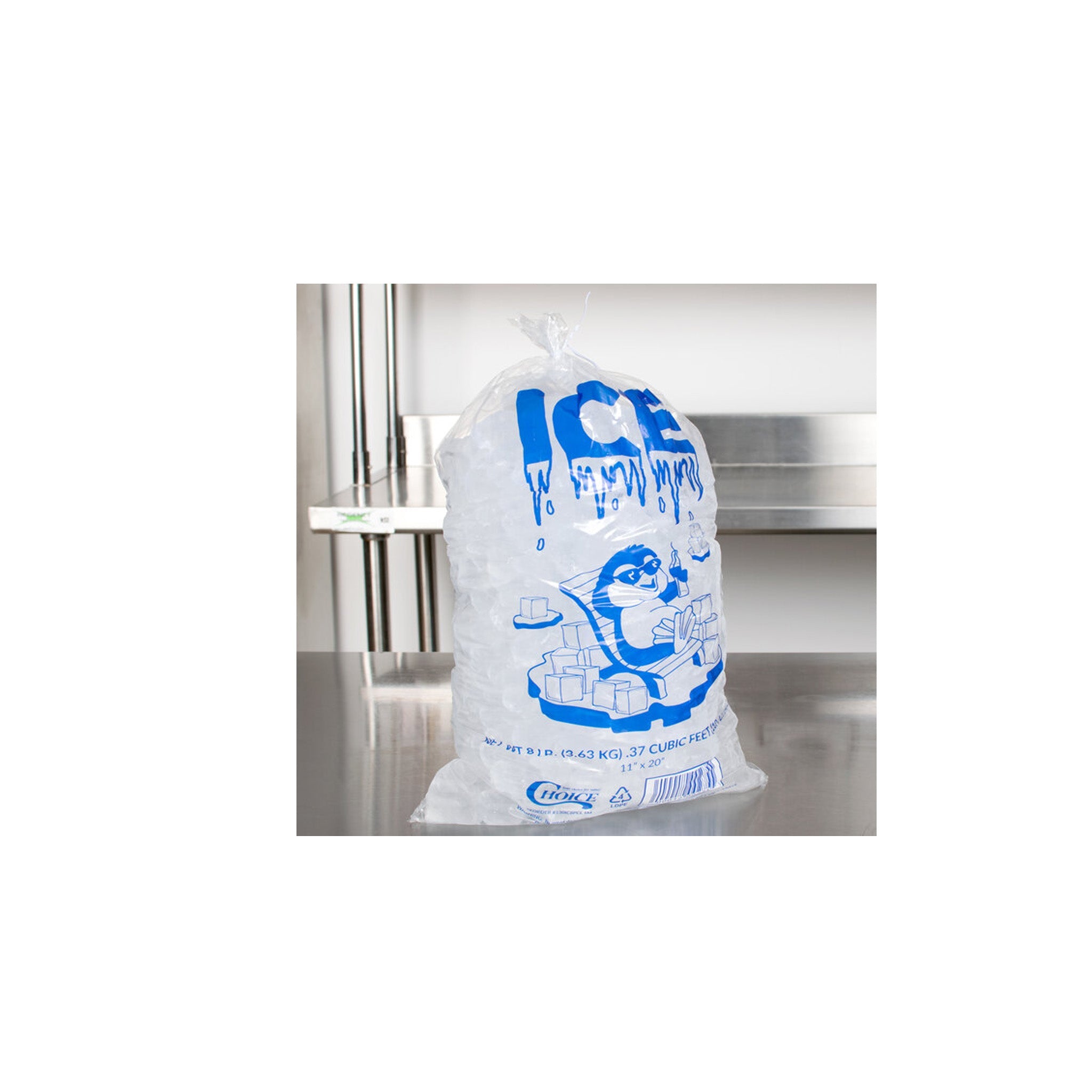 ICE BAG 25*55* 80 mic LD Single side seal CLEAR
