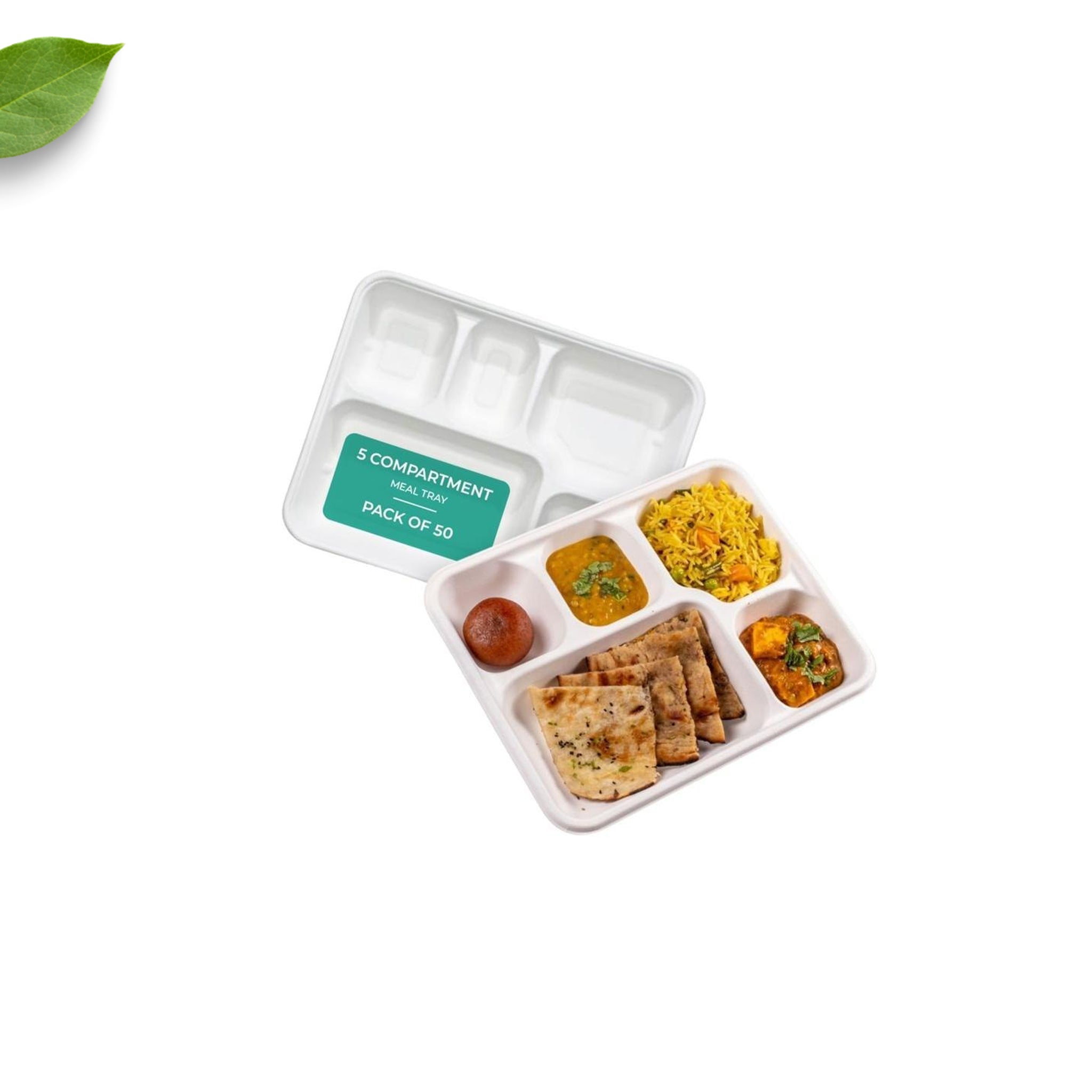 5 Div Meal Tray 750ml BAGASSE [50x10 pack]