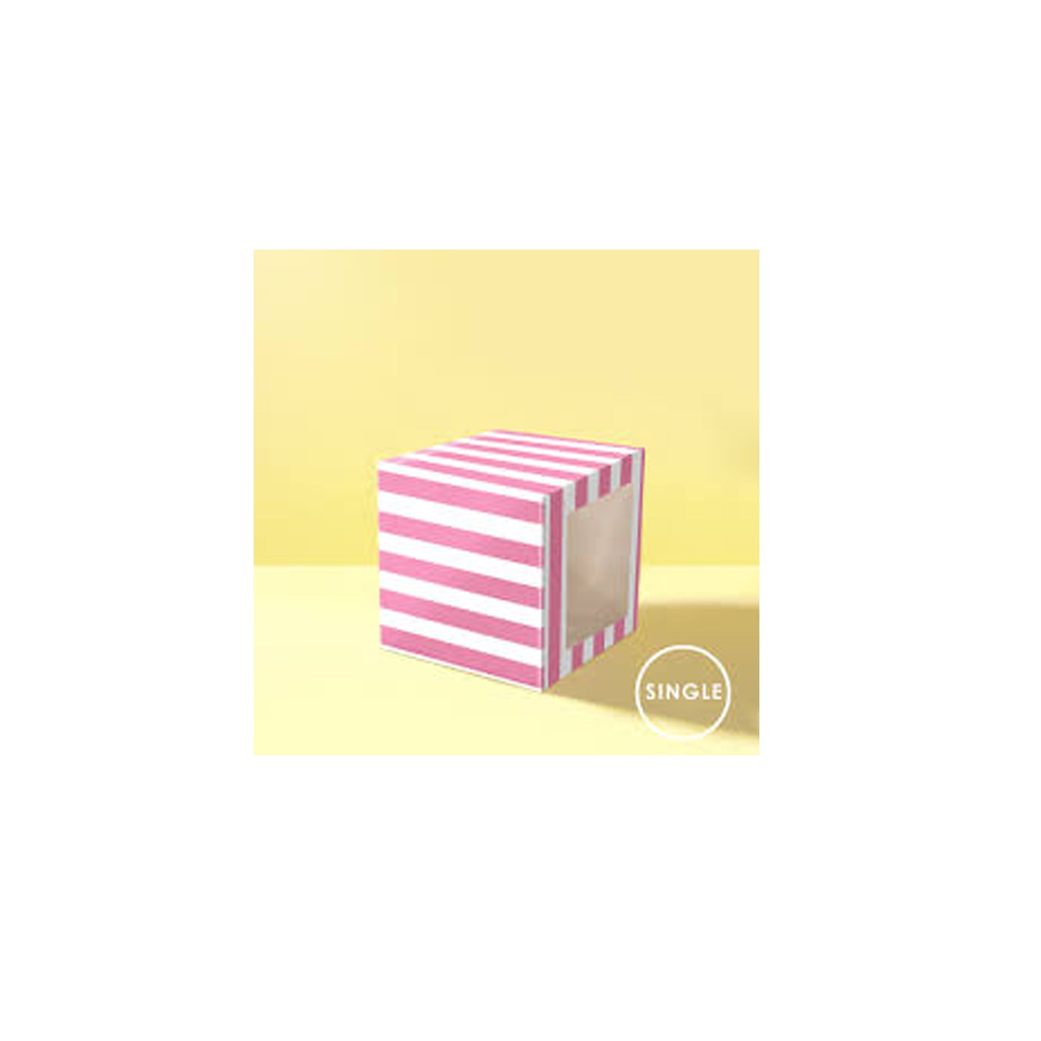 Window Muffin/Cup 6 Cake PINK STRIPE Box[MUF6P]