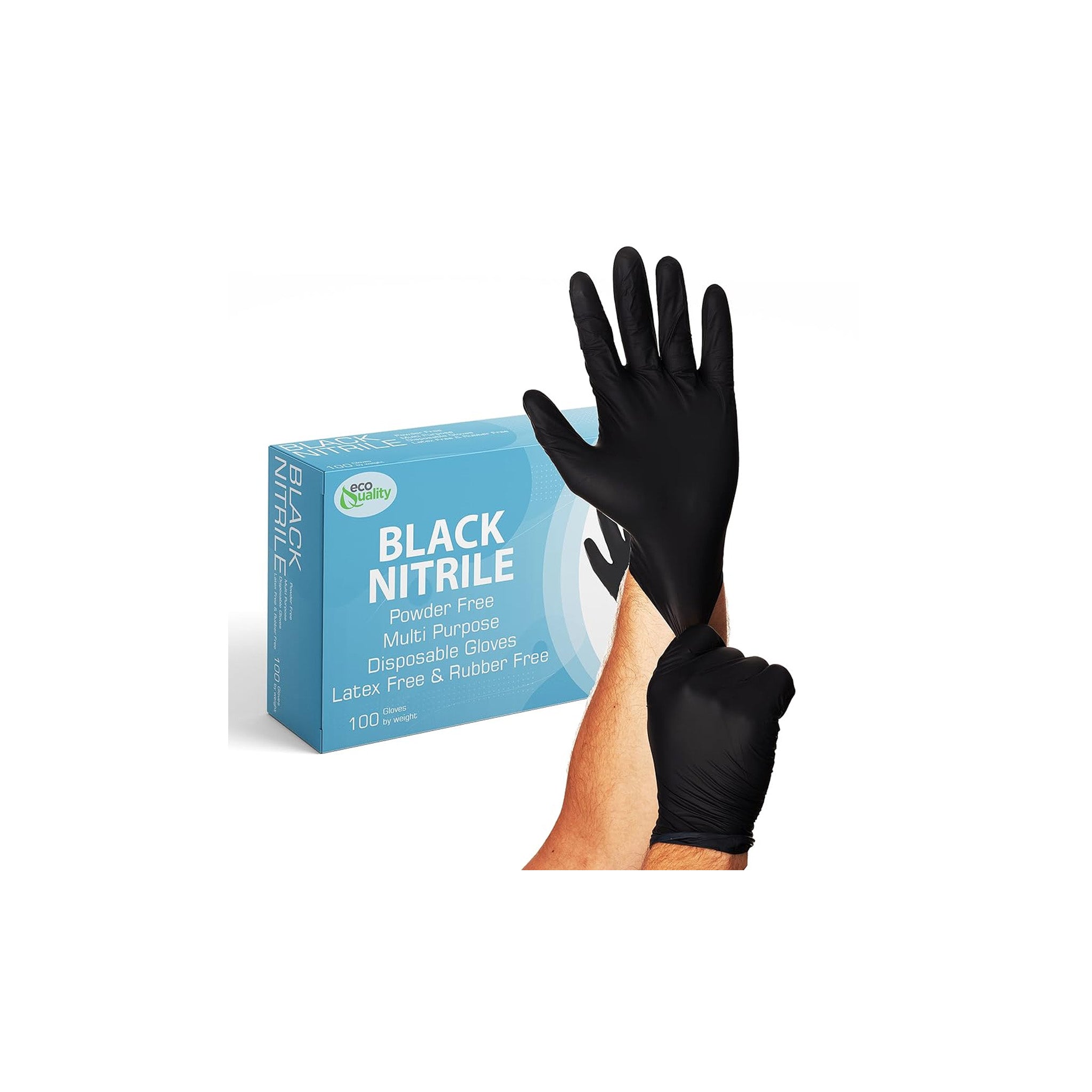 BLACK Nitrile Gloves Powder Free Large