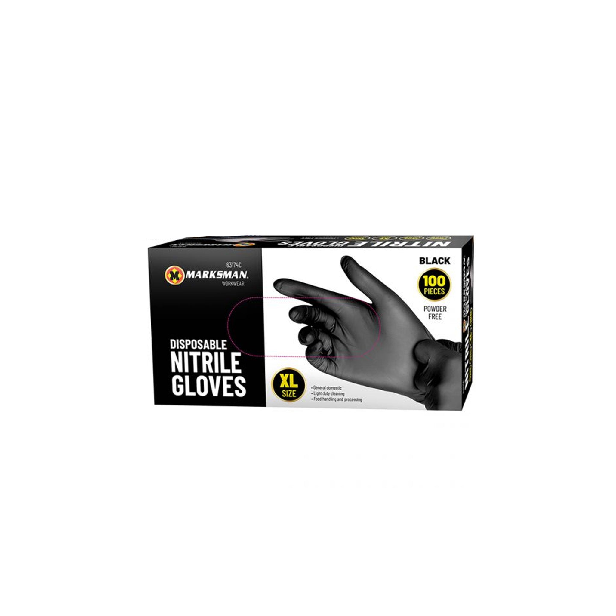 BLACK Nitrile Gloves Powder Free Medium